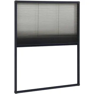 Insektenschutz-Plissee für Fenster Aluminium Anthrazit 60x80cm - Grau