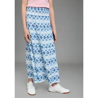 KangaROOS Maxirock "Rock mit Smoke, Boho-Style für Mädchen" mit gesmokter Taille, aus elastischer Jersey-Qualität, mit Gummizug, hellblau gemustert