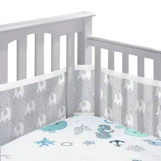 Bettumrandung Babybett,Baby Nestchen Bettumrandung,Kopfumrandung Babybett,Atmungsaktive Krippenumrandung,Babybett Atmungsaktiver Kollisionsschutz,Nestchen für Kinderbetten,Babybett Umrandungen
