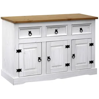 Möbilia Kommode 130 x 80 x 45 cm Weiß / Honig