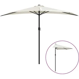 vidaXL Balkon-Sonnenschirm mit Alu-Mast Sandfarben 300x155 cm Halbrund - Beige
