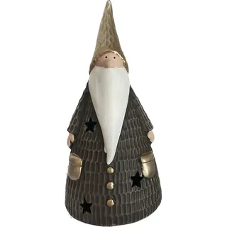 khevga Weihnachtsdekoration Wichtel aus Polyresin Goldhut mit LED Batterie