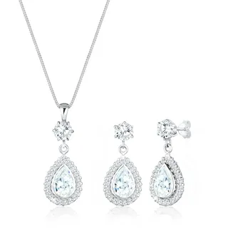 Elli PREMIUM Tropfen Zirkonia 925 Sterling Silber Schmuck-Set Damen