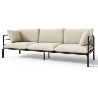 Selsey Worcully Garten-Sofa 3-Sitzer beige/schwarz