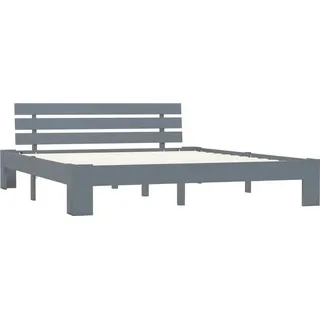 vidaXL Massivholzbett Grau Kiefer 180x200 cm - Grau