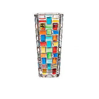 Handbemalte bunte gewebte Glasvase, Kristall-Blumenvase, 19,5 cm, Glas-Pflanzenvase für Blumenarrangements, Tafelaufsätze, Hochzeiten, Einweihungsfeiern, Tafelaufsatz, Heimdekoration