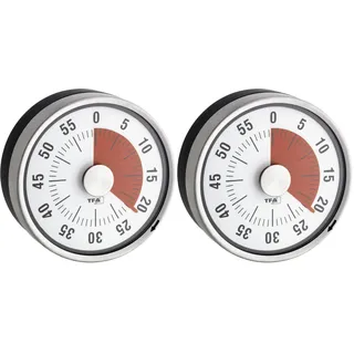 Analoger Kurzzeit Timer Puck, 38.1028.10, bis 60min, Eieruhr, Küchentimer, mechanisch, mit Restzeitanzeige, zum Aufziehen, magnetisch