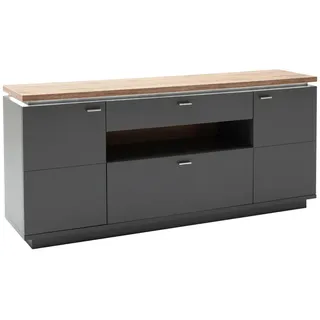 Stylife Sideboard , Grau, Eiche Wotan , Holzwerkstoff , 2 Fächer , 2 Schublade(n) Schubladen , 180x81x44 cm , Beimöbel erhältlich , Holzmöbel, Wohnwände Holz, Wohnwand Serien Holz