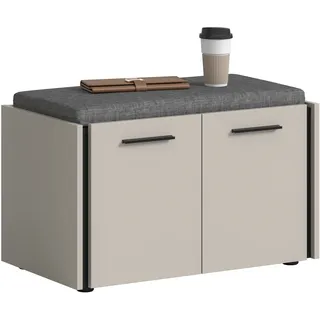 Sitzbank HOME AFFAIRE "RAK, Breite 75 cm, inkl. Sitzkissen, 2 Türen, 2 Einlegeböden, 4 Fächer", kaschmir, schwarz, B:75cm H:43cm T:40cm, FSC-zertifizierter Holzwerkstoff, Sitzbänke, Sitzbank, Bank, Garderobenbank, Dielenbank, Flurbank, Kommode