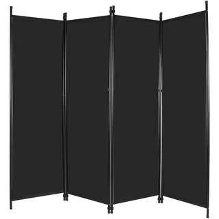 REDCAMP Raumteiler Trennwand 4-teilig klappbar, 205x173 cm Tragbare Sichtschutz-Paravent, Indoor Outdoor Stoff Raumtrenner für Wohnzimmer Schlafzimmer Büro Krankenhaus Balkon Terrasse Garten, Schwarz