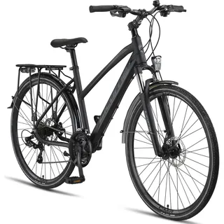 Licorne Bike Premium Touring Trekking Bike in 28 Zoll - Fahrrad für Jungen, Mädchen, Damen und Herren - 21 Gang-Schaltung - Mountainbike - Crossbike - Schwarz