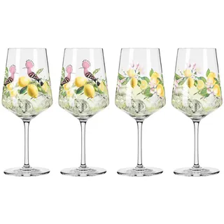 Ritzenhoff Spritzerglas , Gelb, Grün, Rosa , Glas , 4-teilig , 544 ml , 9.3x22.5x9.3 cm , Fsc, Made in Germany , Gläser, Weingläser, Weißweingläser