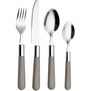 Echtwerk Besteckset , Grau , Metall , 16-teilig , rutschfester Griff, lebensmittelecht , Besteck, Besteck-Sets