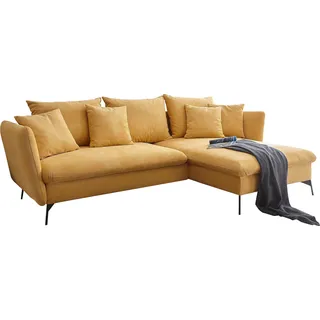 andas Ecksofa »LIVORNO,258 cm, L-Form,«, Schlaffunktion u. Bettkasten (139/224cm), Samt, Struktur, Webstoff, gelb