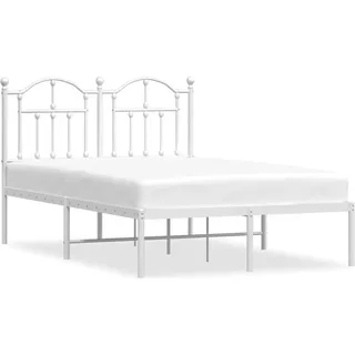 vidaXL Bettgestell mit Kopfteil Metall Weiß 120x200 cm - Weiß
