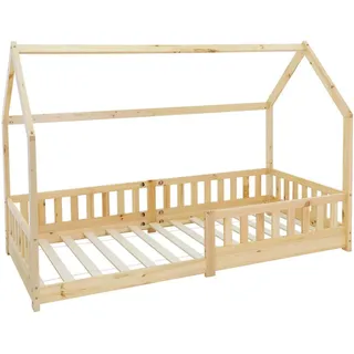 ML-Design Kinderbett Hausbett 90 x 200 cm Kiefer natur beige