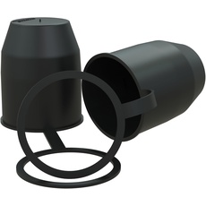AUPROTEC Schutzkappe Anhängerkupplung mit Sicherungsring Kugelschutzkappe Abdeckkappe mit Schlaufe für Auto Kugelkopf-Kupplung schwarz 2er-Set