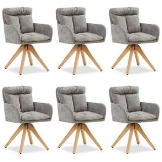 Homestyle4u 6er Set Polsterstühle drehbar in Grau 2853,