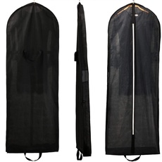 HIMRY® Atmungsaktiver Faltbare Kleidersack Schutzhülle, ca. 149 cm, Zwei Taschen für Zubehörteile, für Kleider/Abendkleider/Anzüge/Mäntel, Reissverschluss, Schwarz, KXB1007 Black