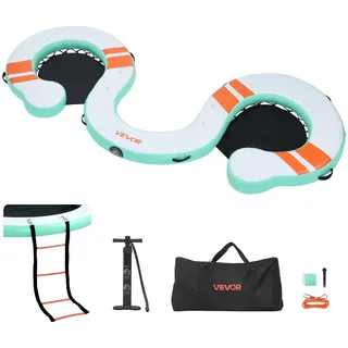 Vevor Aufblasbares Schwimmdock 4,57 x 1,83 m Blau/Orange/Weiß