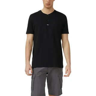 T-Shirt S.OLIVER, Herren, Gr. L, schwarz, Single Jersey, Obermaterial: 100% Baumwolle, unifarben, regular fit normal, Rundhals, gerader Abschluss, Shirts T-Shirt, mit Henley Kragen