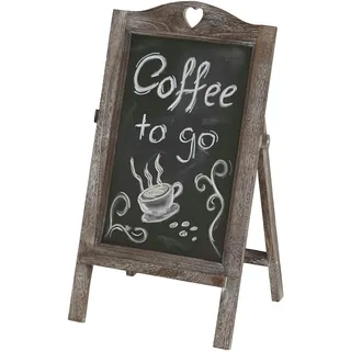 Mendler Werbetafel HWC-E51, Aufsteller Kreidetafel, 66x37x27cm Shabby-Look Vintage ~ braun