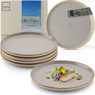 SÄNGER Rio Perlgrau Teller Set 6 Personen, 6x Speiseteller Set