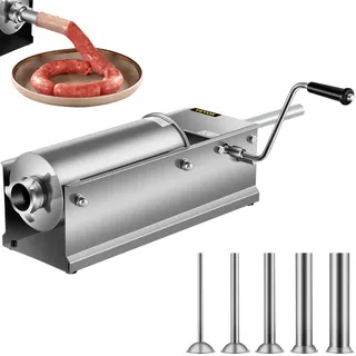 VEVOR Wurstfüller 5L Fleischwölfe Wurstmaschine Wurstfüllmaschine Horizontal Edelstahl Wurstspritze