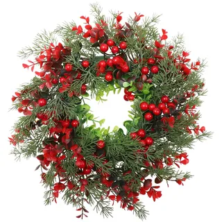 Weihnachtskranz Türkranz Beerenkranz Tannenkranz Wandkranz: Beeren Adventskranz Beerengirlande Fensterkranz Künstlicher Kranz Türschild Weihnachten Dekoration Wohnzimmer Wanddeko Lanhaus Deko