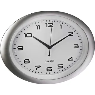 ALCO Wanduhr oval silber/weiß 40 x 5,5 x 30 cm Nr. 186-10