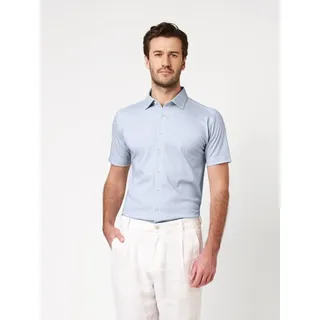 Kurzarmhemd DESOTO "Casual Kent 1/2", Herren, Gr. M, N-Gr, blau (light blau oxford), Obermaterial: 100% Baumwolle, slim fit normal, Hemden Kurzarmhemd, Jerseyhemd, slim fit