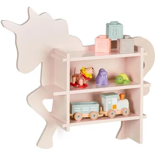 Relaxdays Kinderregal Einhorn 66 x 54,5 x 13 cm MDF rosa