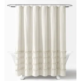 Lush Decor Duschvorhang, gestreift, garngefärbte Baumwolle, 183 x 183 cm, neutral, 72" W x 72" L (Pack of 1)