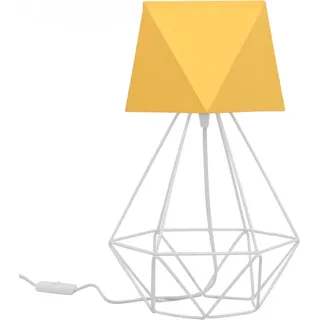 Slant Lampenschirm Tischlampe Modern - Elegante Nachttischlampe für Schlafzimmer Wohnzimmer - Tischleuchte E27 - 40x23,5 cm - Weiß und Gelb Diamant - Slant - Weiß, Gelb