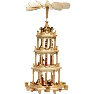 SIKORA P4 Klassische Holz XL Weihnachtspyramide mit 4 Etagen