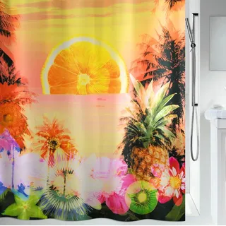 Spirella Anti-Schimmel Duschvorhang - Anti-Bakteriell, waschbar, wasserdicht, Polyester, „Sonnenuntergang“ 180x200cm Bunt, Paradise