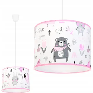 Hängelampe für Kinderzimmer - Deckenlampe - Pendelleuchte aus Metall mit Lampenschirm - Klassisch 1-Flammig 20 cm, Rosa und Grau, Daisy - Rosa, Grau