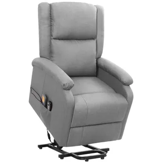 vidaXL Massagesessel mit Aufstehhilfe Hellgrau Stoff - Grau