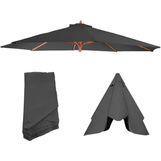 Ersatz-Bezug für Sonnenschirm Florida, Sonnenschirmbezug Ersatzbezug, Ø 3,5m Polyester 8 Streben anthrazit - Grau