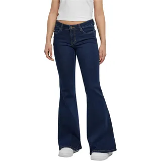 Urban Classics Damen TB6109-Ladies Organic Low Waist Flared Denim Hose, mid Indigo Washed, 32