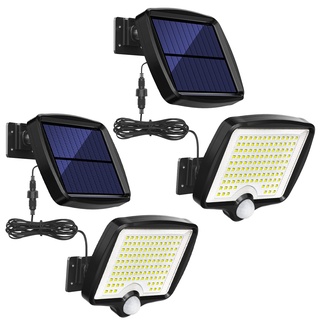 MPJ Solarlampen für Außen, 118 LED Solarleuchte Aussen mit Bewegungsmelder, IP65 Wasserdichte, 120°Beleuchtungswinkel, Solar Wandleuchte für Garten mit 5m Kabel [2 Stücke]