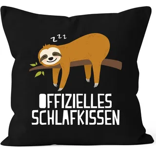 MoonWorks® Kissenbezug Spruch Offizielles Schlafkissen Faultier lustige Geschenke Dekokissen Schwarz 40cm x 40cm