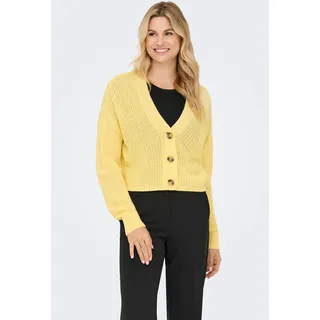 Strickjacke ONLY "ONLCAROL NICE L/S CARDIGAN KNT NOOS", Damen, Gr. L, sunlight, Strick, Obermaterial: 100% Polyacryl, unifarben, regular fit hüftlang, V-Ausschnitt, Rippbündchen, Strickjacken Strickjacke, Kunstfaser, regular fit