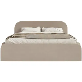 Selsey Polsterbett Umike Beige Samt 140x200 cm , Textil , 140x200 cm , Schlafzimmer, Betten, Polsterbetten