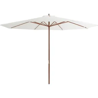 The Living Store Sonnenschirm mit Holzmast 350 cm Sandweiß - Weiß