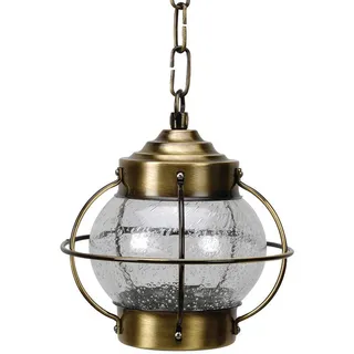 Licht-Erlebnisse Patras Pendelleuchte Messing Glas Ø20cm Außen IP23 E27