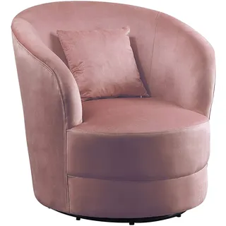 Atlantic Home Collection Drehsessel Colin Samtvelours 84 x 84 x 85 cm Rosa mit Kissen