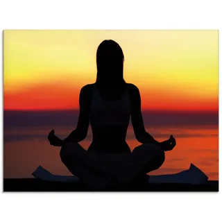 ARTland Glasbild Yoga im Sonnenuntergang Größe: 80x60 cm