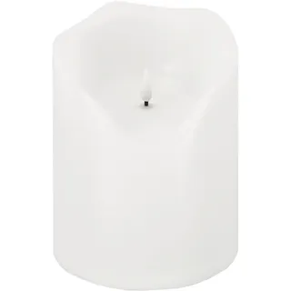 LED Universum - LED Outdoor Kerze Lou weiß Kunstsoff IP44 Candle für Dekoration von Balkon Terrasse Garten Laterne 6h Timer 3 x Baby C LR14 Batterien (nicht enthalten) 2700K warmweiß (Weiß, 20 cm)