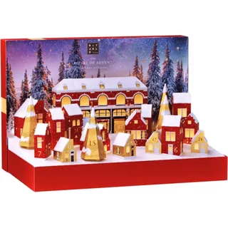The Ritual of Advent Premium 2023 – 24 Geschenke für Frauen und Männer –  Wellbeing-Produkte – Adventskalender in Form eines Weihnachtsdorfes - Rot